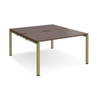 Adapt back to back desks 1400mm x 1600mm - green frame, walnut top