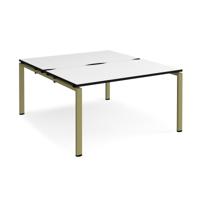 Adapt back to back desks 1400mm x 1600mm - green frame, white top, black edge