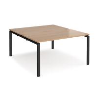 Adapt back to back desks 1400mm x 1600mm - black frame, beech top
