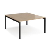 Adapt back to back desks 1400mm x 1600mm - black frame, kendal oak top