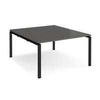 Adapt back to back desks 1400mm x 1600mm - black frame, storm grey top