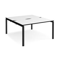 Adapt back to back desks 1400mm x 1600mm - black frame, white top, black edge