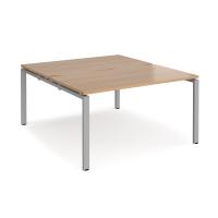 Adapt back to back desks 1400mm x 1600mm - silver frame, beech top