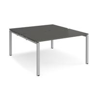 Adapt back to back desks 1400mm x 1600mm - silver frame, storm grey top