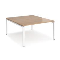 Adapt back to back desks 1400mm x 1600mm - white frame, beech top