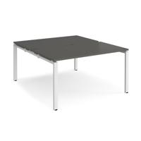 Adapt back to back desks 1400mm x 1600mm - white frame, storm grey top