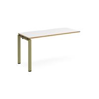 Adapt add on unit single 1400mm x 600mm - green frame, white top, oak edge