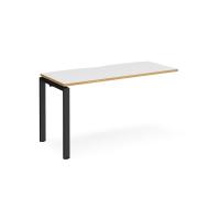 Adapt add on unit single 1400mm x 600mm - black frame, white top with oak edging