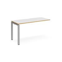 Adapt add on unit single 1400mm x 600mm - silver frame, white top with oak edging