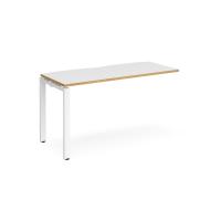 Adapt add on unit single 1400mm x 600mm - white frame, white top with oak edging