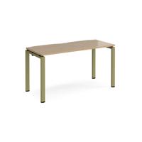 Adapt single desk 1400mm x 600mm - green frame, kendal oak top