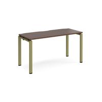 Adapt single desk 1400mm x 600mm - green frame, walnut top