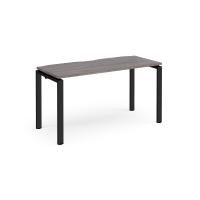 Adapt single desk 1400mm x 600mm - black frame, grey oak top