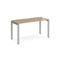 Adapt single desk 1400mm x 600mm - silver frame, kendal oak top