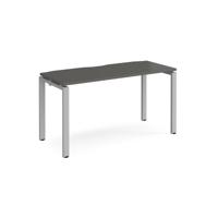 Adapt single desk 1400mm x 600mm - silver frame, storm grey top