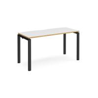 Adapt starter unit single 1400mm x 600mm - black frame, white top with oak edging