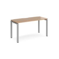 Adapt starter unit single 1400mm x 600mm - silver frame, beech top