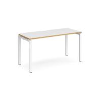 Adapt starter unit single 1400mm x 600mm - white frame, white top with oak edging
