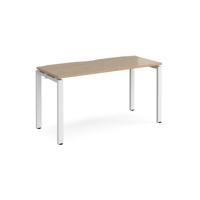 Adapt single desk 1400mm x 600mm - white frame, kendal oak top