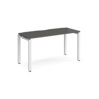 Adapt single desk 1400mm x 600mm - white frame, storm grey top
