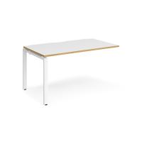Adapt add on unit single 1400mm x 800mm - white frame, white top with oak edging