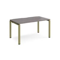 Adapt single desk 1400mm x 800mm - green frame, grey oak top