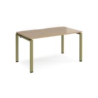 Adapt single desk 1400mm x 800mm - green frame, kendal oak top
