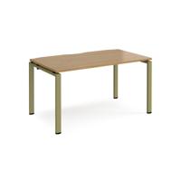 Adapt single desk 1400mm x 800mm - green frame, oak top