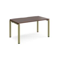Adapt single desk 1400mm x 800mm - green frame, walnut top