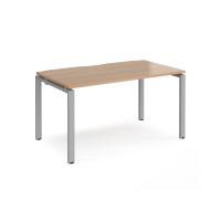 Adapt single desk 1400mm x 800mm - silver frame, beech top