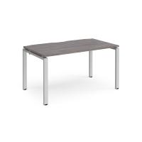 Adapt single desk 1400mm x 800mm - silver frame, grey oak top