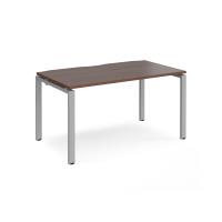Adapt single desk 1400mm x 800mm - silver frame, walnut top