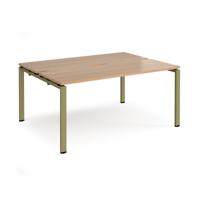 Adapt back to back desks 1600mm x 1200mm - green frame, beech top
