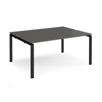 Adapt back to back desks 1600mm x 1200mm - black frame, storm grey top