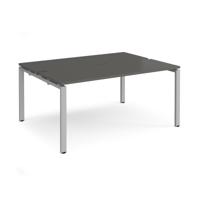 Adapt back to back desks 1600mm x 1200mm - silver frame, storm grey top