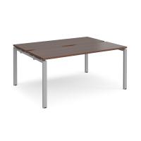 Adapt back to back desks 1600mm x 1200mm - silver frame, walnut top