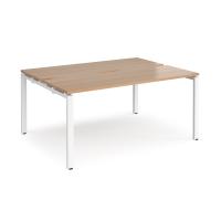 Adapt back to back desks 1600mm x 1200mm - white frame, beech top