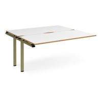 Adapt add on unit single 1600mm x 1600mm - green frame, white top, oak edge