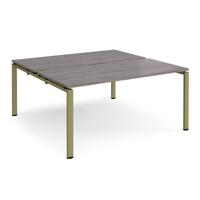 Adapt back to back desks 1600mm x 1600mm - green frame, grey oak top