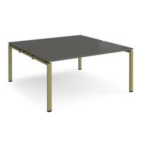 Adapt back to back desks 1600mm x 1600mm - green frame, storm grey top