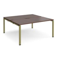 Adapt back to back desks 1600mm x 1600mm - green frame, walnut top