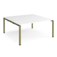 Adapt back to back desks 1600mm x 1600mm - green frame, white top