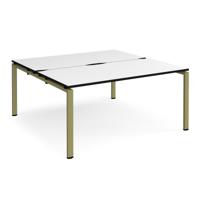 Adapt back to back desks 1600mm x 1600mm - green frame, white top, black edge