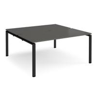 Adapt back to back desks 1600mm x 1600mm - black frame, storm grey top