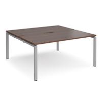 Adapt back to back desks 1600mm x 1600mm - silver frame, walnut top
