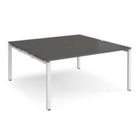 Adapt back to back desks 1600mm x 1600mm - white frame, storm grey top