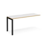 Adapt add on unit single 1600mm x 600mm - black frame, white top with oak edging