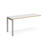 Adapt add on unit single 1600mm x 600mm - silver frame, white top with oak edging