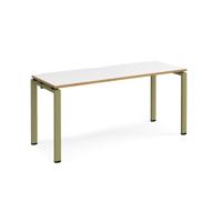 Adapt single desk 1600mm x 600mm - green frame, white top, oak edge