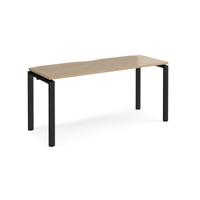 Adapt single desk 1600mm x 600mm - black frame, kendal oak top